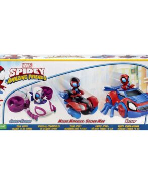  Spidey And His Amazing Friends מארז ענק ספיידי וחבריו-שלוש דמויות+שלוש רכבים